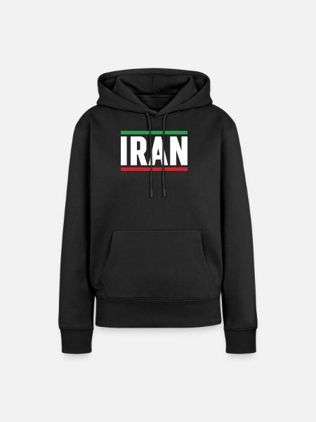Iran-Flagge starke Typografie - Frauen Premium Bio Hoodie - Schwarz