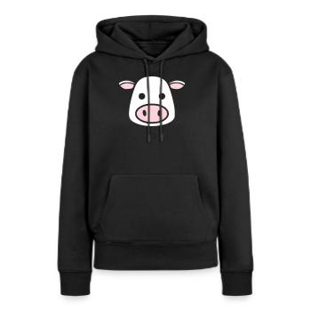 Mignonne Tête de Vache Visage Vector de la BD - Sweat à capuche Premium bio Femme - noir - Devant - Julia (174cm)