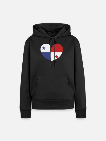 Panama-Herzflagge - Frauen Premium Bio Hoodie - Schwarz