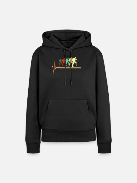 Retro-Wander-Heartbeat-Puls-Silhouette - Frauen Premium Bio Hoodie - Schwarz