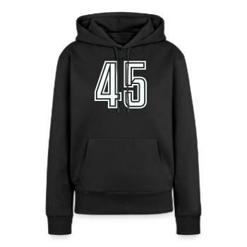 45 - Sweat à capuche Premium bio Femme - noir - Devant - Julia (174cm)