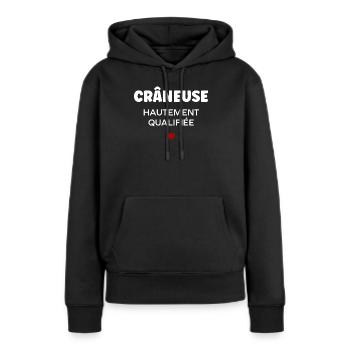 craneuse - Sweat à capuche Premium bio Femme - noir - Devant - Julia (174cm)