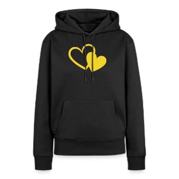 gelbes Herz gelb Geschenk Valentinstag - Frauen Premium Bio Hoodie - Schwarz - Vorne - Julia (174cm)