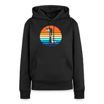 Plombier Plombier - Sweat à capuche Premium bio Femme - noir - Devant - Julia (174cm)