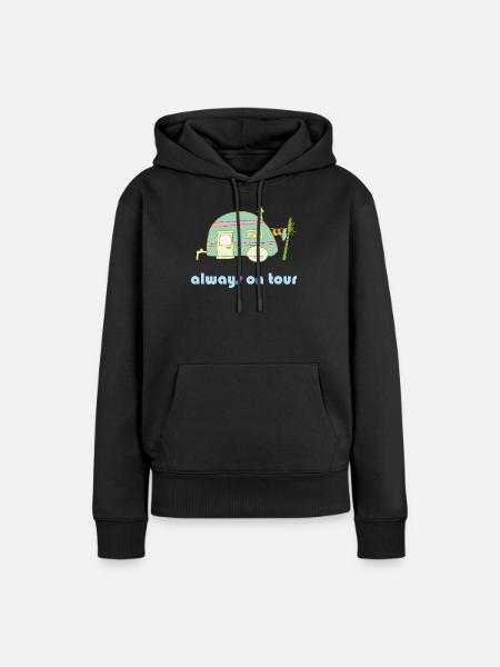 Always on Tour Retro-Wohnwagen - Frauen Premium Bio Hoodie - Schwarz