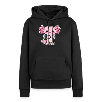 Kuscheliger axolotl - Frauen Premium Bio Hoodie - Schwarz - Vorne - Julia (174cm)