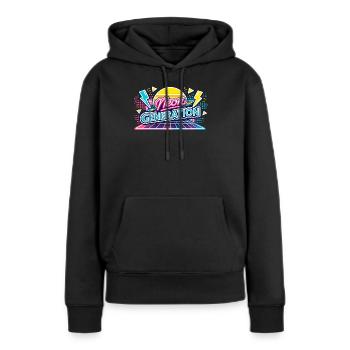 Neon Generation Retro-Vibe - Frauen Premium Bio Hoodie - Schwarz - Vorne - Julia (174cm)