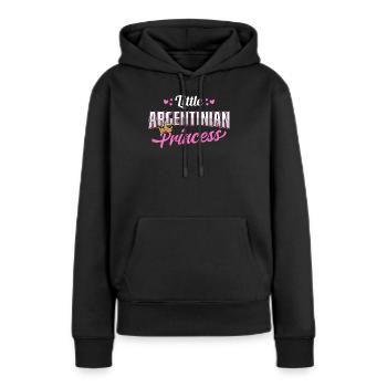 Argentinian Princess Pink Hearts Crown Design - Frauen Premium Bio Hoodie - Schwarz - Vorne - Julia (174cm)