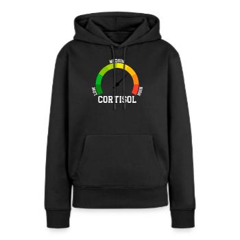 Niedriges Cortisol, sogar niedriger Wert - Frauen Premium Bio Hoodie - Schwarz - Vorne - Julia (174cm)