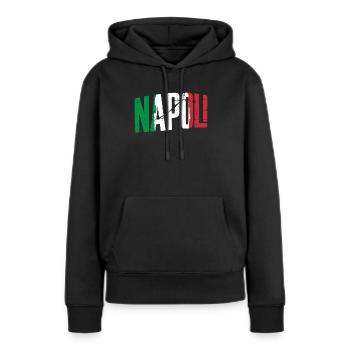 Naples, Italie, Naples - Sweat à capuche Premium bio Femme - noir - Devant - Julia (174cm)