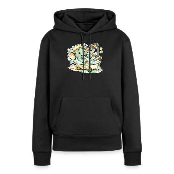 Kleiner Elefant im Bad Duschspaß - Frauen Premium Bio Hoodie - Schwarz - Vorne - Julia (174cm)