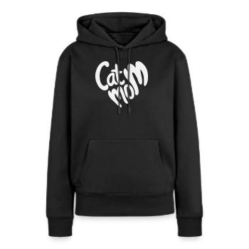 Lettrage en forme de cœur de maman chat - Sweat à capuche Premium bio Femme - noir - Devant - Julia (174cm)