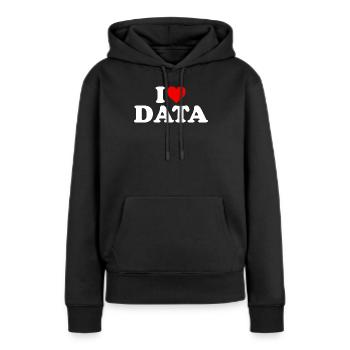 Ich liebe Daten – Herz - Frauen Premium Bio Hoodie - Schwarz - Vorne - Julia (174cm)