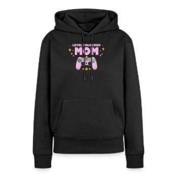 Level freigeschaltet: Mama - Frauen Premium Bio Hoodie - Schwarz - Vorne - Julia (174cm)