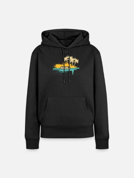 Aruba als Palmen - Frauen Premium Bio Hoodie - Schwarz