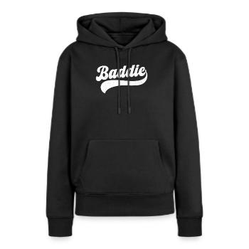 méchant - Sweat à capuche Premium bio Femme - noir - Devant - Julia (174cm)