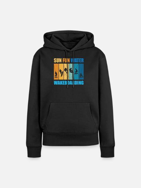 Sonne, Spass, Wasser, Wakeboarden - Frauen Premium Bio Hoodie - Schwarz