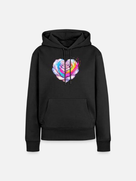 Kristallherz Regenbogenfusion - Frauen Premium Bio Hoodie - Schwarz