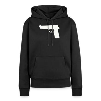 Silhouette du pistolet en contraste - Sweat à capuche Premium bio Femme - noir - Devant - Julia (174cm)