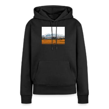 Schneebedeckte Berglandschaft in Island - Frauen Premium Bio Hoodie - Schwarz - Vorne - Julia (174cm)
