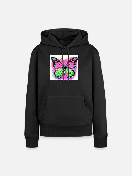 Schmetterling - Frauen Premium Bio Hoodie - Schwarz