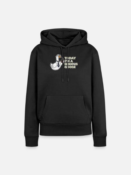 Serious Goose: Kaffee, Krawatte & Grit - Frauen Premium Bio Hoodie - Schwarz