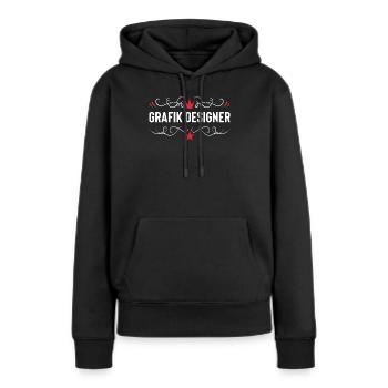 Métier de graphiste - Sweat à capuche Premium bio Femme - noir - Devant - Julia (174cm)