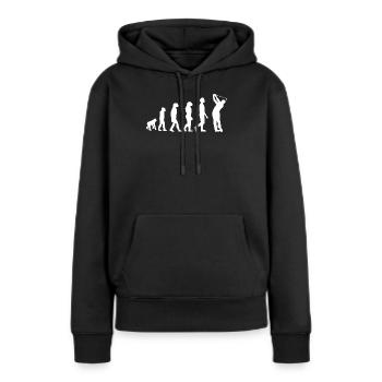 Entwicklung des Golfschwungs - Frauen Premium Bio Hoodie - Schwarz - Vorne - Julia (174cm)