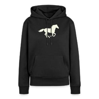 Silhouette de l’étalon sauteur - Sweat à capuche Premium bio Femme - noir - Devant - Julia (174cm)