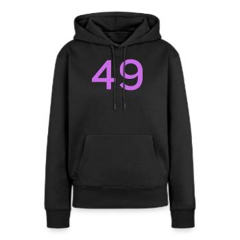 49 - Sweat à capuche Premium bio Femme - noir - Devant - Julia (174cm)