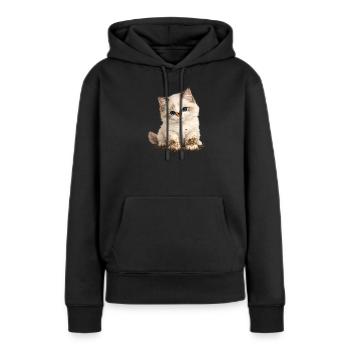 Petit chaton mignon avec des pattes de boue - Sweat à capuche Premium bio Femme - noir - Devant - Julia (174cm)