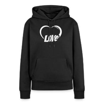 Herz Love Schriftzug - Frauen Premium Bio Hoodie - Schwarz - Vorne - Julia (174cm)