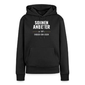 Sonnenanbeter zu 100% Endlich draußen - Frauen Premium Bio Hoodie - Schwarz - Vorne - Julia (174cm)