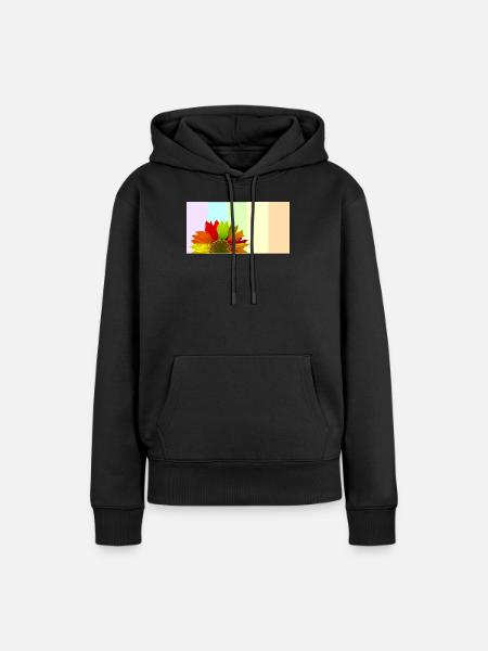 Bunte Regenbogen-Sonnenblume – Pastellstreifen-Aesthet - Frauen Premium Bio Hoodie - Schwarz