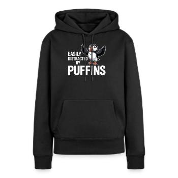 Facilement distrait par les macareux Lustiger - Sweat à capuche Premium bio Femme - noir - Devant - Julia (174cm)