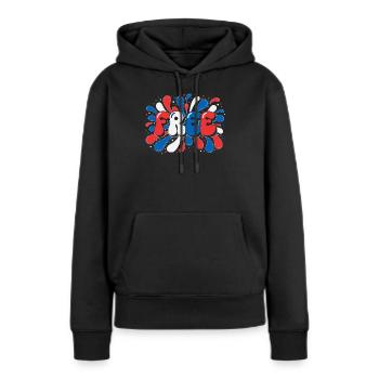 Liberté en éclats tricolores - Sweat à capuche Premium bio Femme - noir - Devant - Julia (174cm)