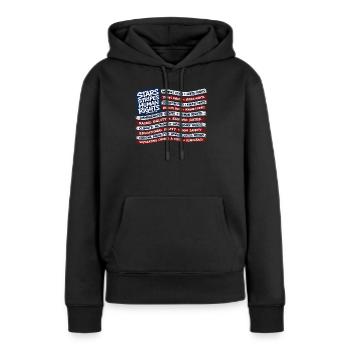Gerechtigkeit in Sternen und Streifen - Frauen Premium Bio Hoodie - Schwarz - Vorne - Julia (174cm)