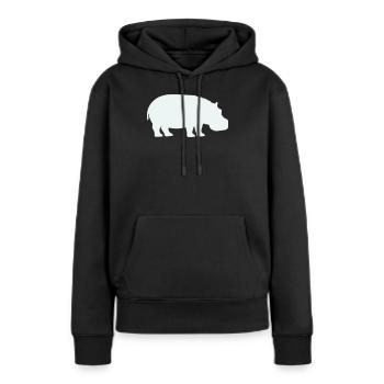 Blauer Hippo Silhouette - Frauen Premium Bio Hoodie - Schwarz - Vorne - Julia (174cm)