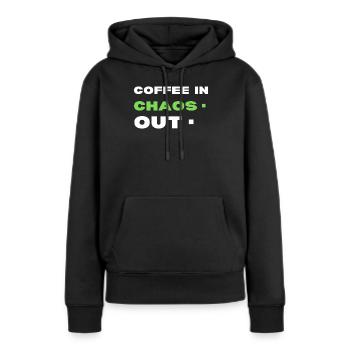 Le café dans le chaos. Dehors - Sweat à capuche Premium bio Femme - noir - Devant - Julia (174cm)