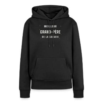 Meilleur Grand-Père de la Galaxie - Sweat à capuche Premium bio Femme - noir - Devant - Julia (174cm)