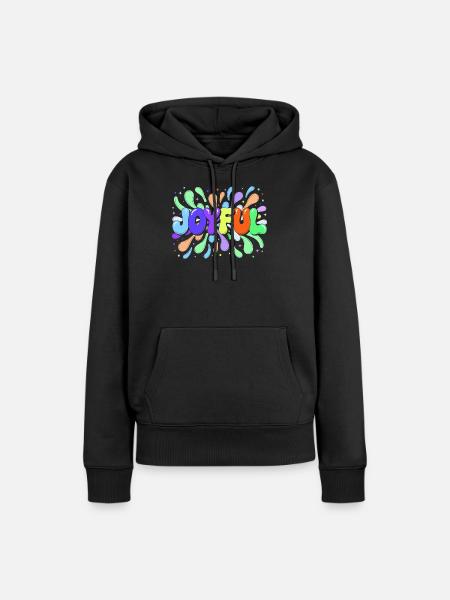 Glücklicher mehrfarbiger Tippfehler - Frauen Premium Bio Hoodie - Schwarz
