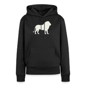 Silhouette de lion sur fond crème - Sweat à capuche Premium bio Femme - noir - Devant - Julia (174cm)