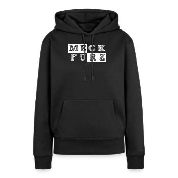 MeckFurz Geometrische Collage Merz muss weg - Frauen Premium Bio Hoodie - Schwarz - Vorne - Julia (174cm)