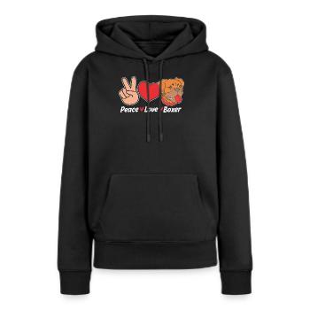 Chien Boxer - Sweat à capuche Premium bio Femme - noir - Devant - Julia (174cm)