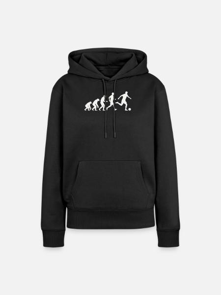 Fußball Evolution Silhouette Fußballer Entwicklung - Frauen Premium Bio Hoodie - Schwarz