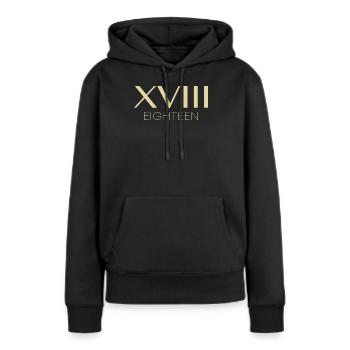 Idée de cadeau pour le 18e anniversaire - Sweat à capuche Premium bio Femme - noir - Devant - Julia (174cm)