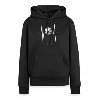 Football Rythme cardiaque ECG Moniteur de fréquence cardiaque Fan de football - Sweat à capuche Premium bio Femme - noir - Devant - Julia (174cm)