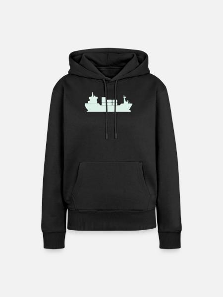 Containerfrachter Silhouette - Frauen Premium Bio Hoodie - Schwarz
