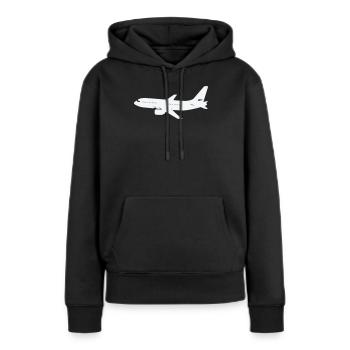 Silhouette d’avion sur fond blanc - Sweat à capuche Premium bio Femme - noir - Devant - Julia (174cm)