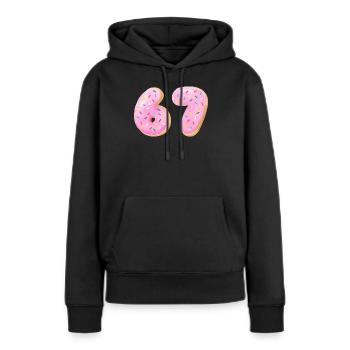 67 Six Seven Number 67 Donut à la crème meme - Sweat à capuche Premium bio Femme - noir - Devant - Julia (174cm)